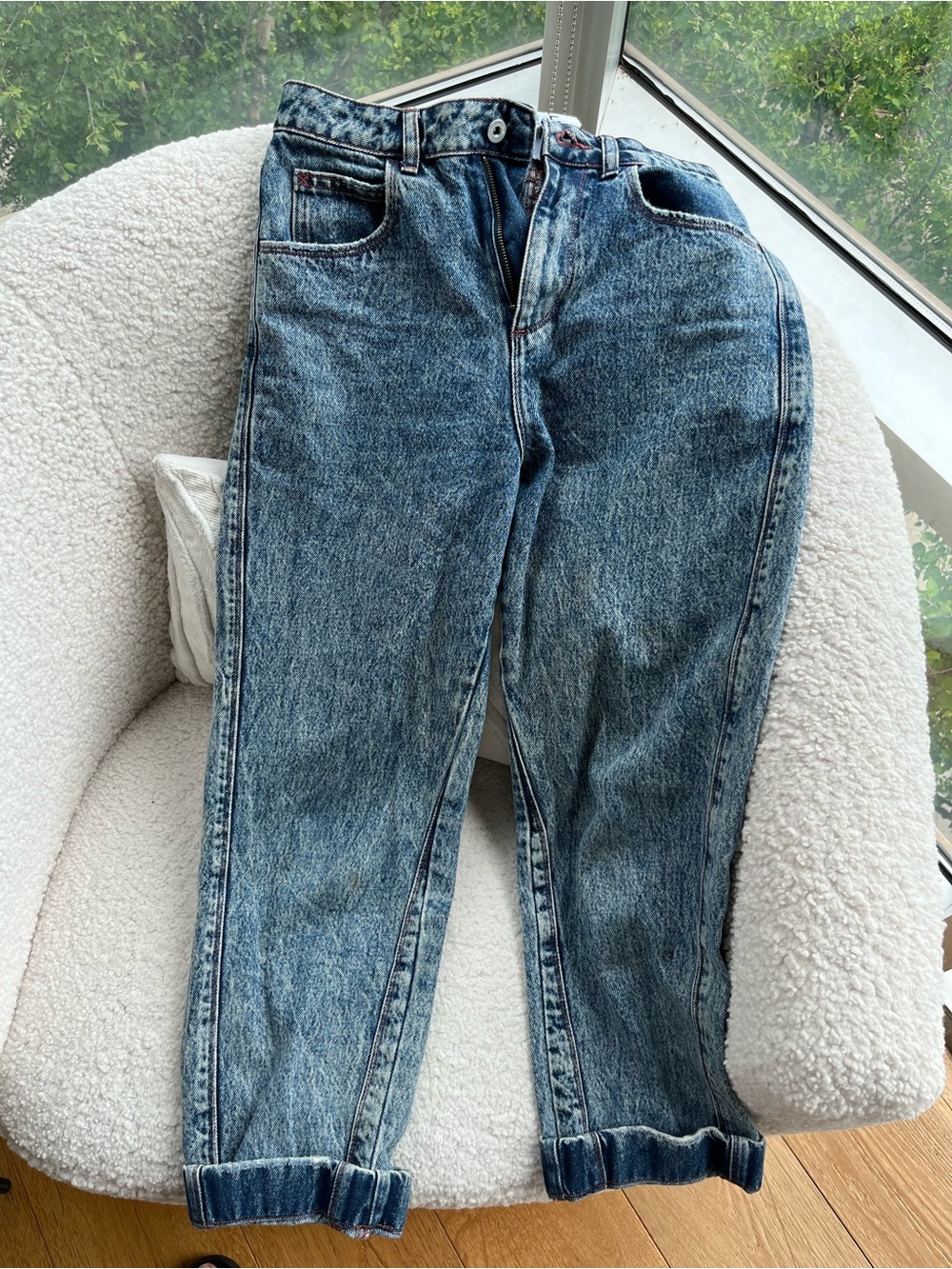 Relaxed Fit Light Blue Acid Wash Jeans